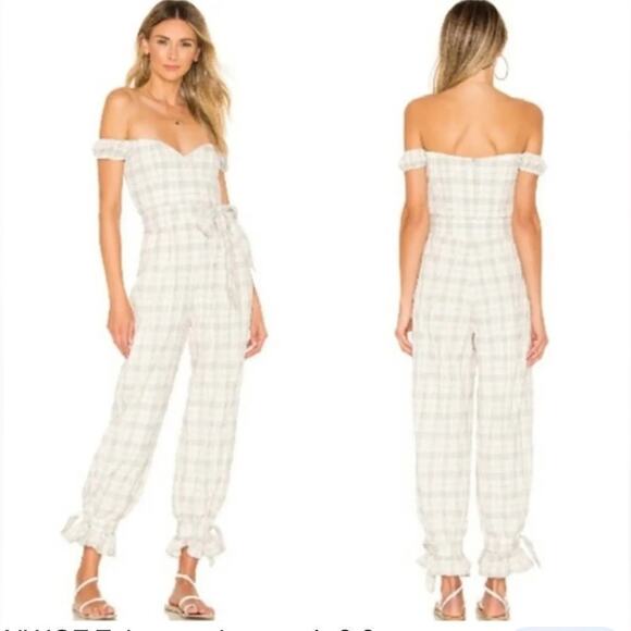 NEW Tularosa Sage Plaid Off the Shoulder Jumpsuit Sz S...